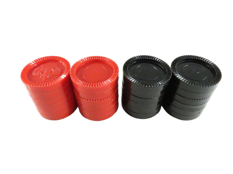 Vintage c.1950s Western Publishing Co. Stackable Checkers Set – 24 Plastic Discs (12 Red, 12 Black)