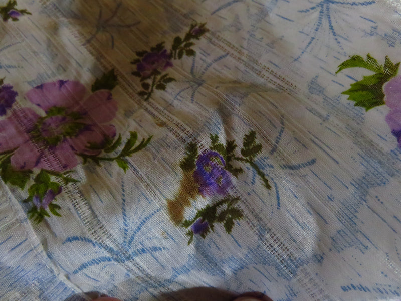 Vintage Purple Flower Accented 1960's Style Half Apron with Pocket Kitchen Wear