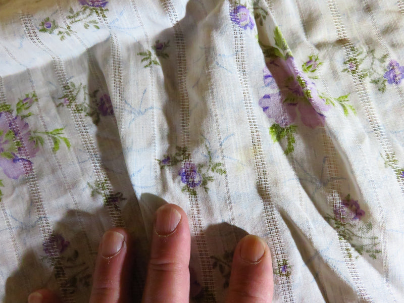 Vintage Purple Flower Accented 1960's Style Half Apron with Pocket Kitchen Wear