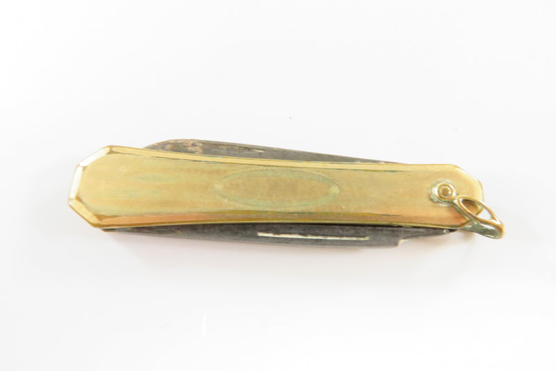 Vintage Pocket Watch Fruit Pear Knife Fob Gold Filled Worn