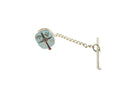 Greek Orthodox Cross Tie Tack Vintage Blue Red Enameled Sterling Tie Tack IC XC — Collectibles:Militaria:Militaria (Date Unkn