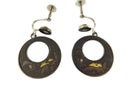 Vintage Japanese Damascene Screw Back Dangle Earrings — Earrings — front view