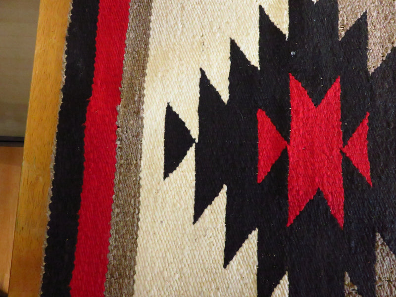 Vintage Native American Navajo Area Rug Double Medallion Pattern With Losses