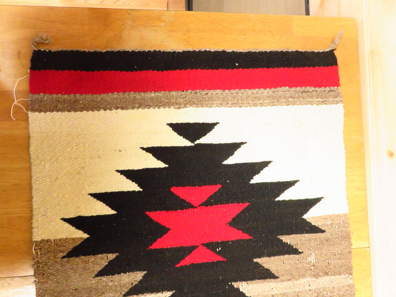 Vintage Native American Navajo Area Rug Double Medallion Pattern With Losses