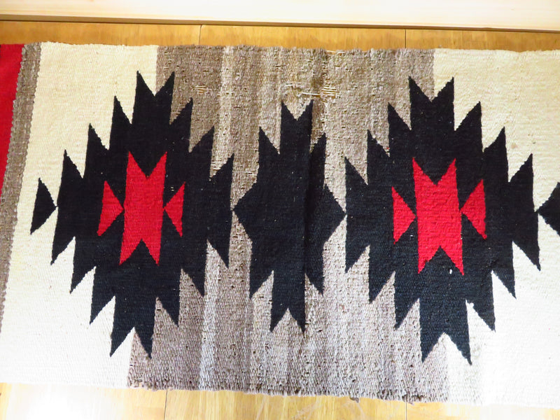 Vintage Native American Navajo Area Rug Double Medallion Pattern With Losses