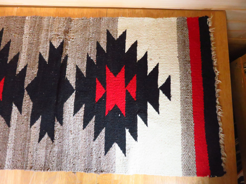 Vintage Native American Navajo Area Rug Double Medallion Pattern With Losses