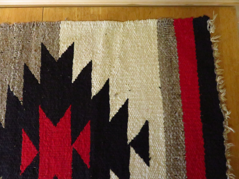 Vintage Native American Navajo Area Rug Double Medallion Pattern With Losses