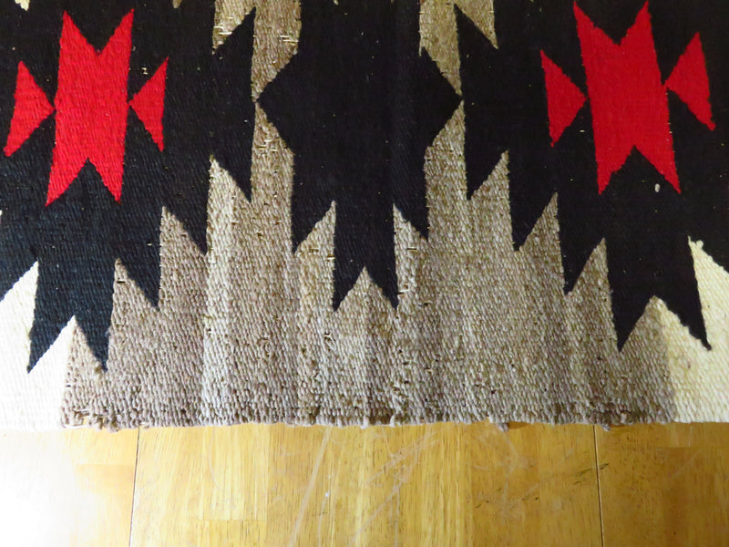 Vintage Native American Navajo Area Rug Double Medallion Pattern With Losses