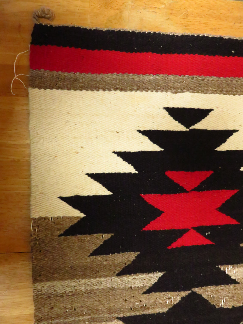 Vintage Native American Navajo Area Rug Double Medallion Pattern With Losses