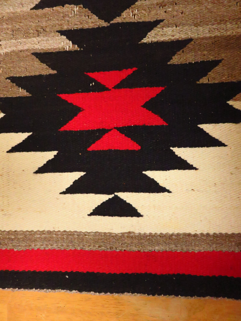 Vintage Native American Navajo Area Rug Double Medallion Pattern With Losses