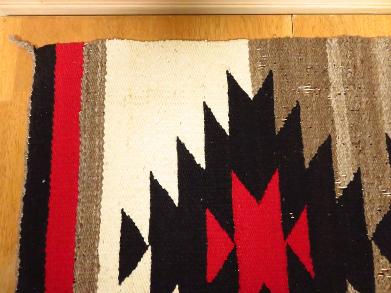 Vintage Native American Navajo Area Rug Double Medallion Pattern With Losses