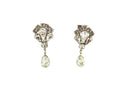 Weiss Clip On Rhinestone White Metal 1 3/4" Dangle Earrings — Earrings — front view