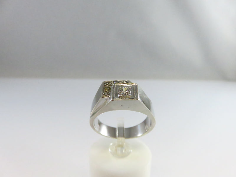 Vintage Men's VS2 Diamond Cluster Ring 14K White Gold Size 9 and 11.3 Grams