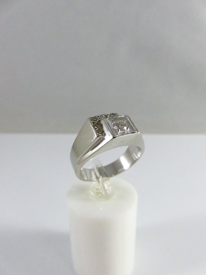 Vintage Men's VS2 Diamond Cluster Ring 14K White Gold Size 9 and 11.3 Grams