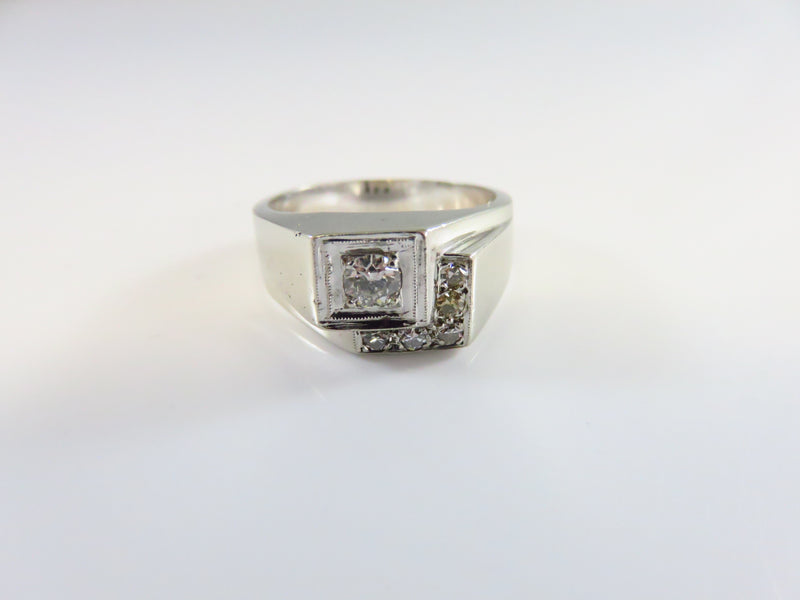 Vintage Men's VS2 Diamond Cluster Ring 14K White Gold Size 9 and 11.3 Grams
