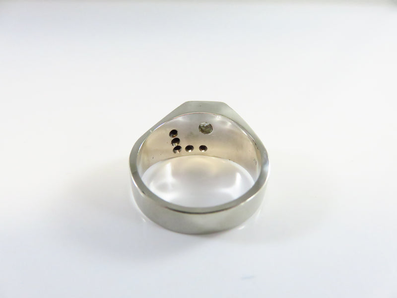 Vintage Men's VS2 Diamond Cluster Ring 14K White Gold Size 9 and 11.3 Grams