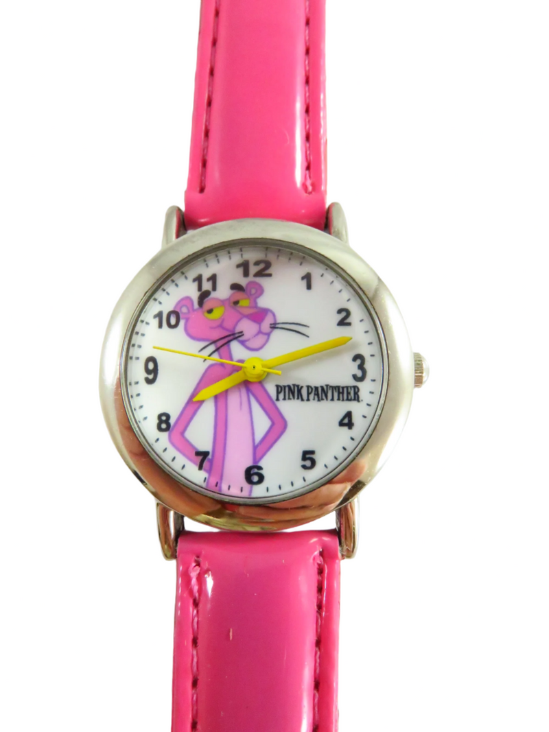 c1990 Pink Panther Watch Miyota Co Japan Pink Strap 29mm Case