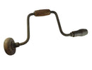 Vintage Hand Brace Drill with Early Split Jaw Chuck and Wooden Grip Carpenter Woodworking Brace Tool