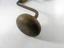 Vintage Hand Brace Drill with Early Split Jaw Chuck and Wooden Grip Carpenter Woodworking Brace Tool