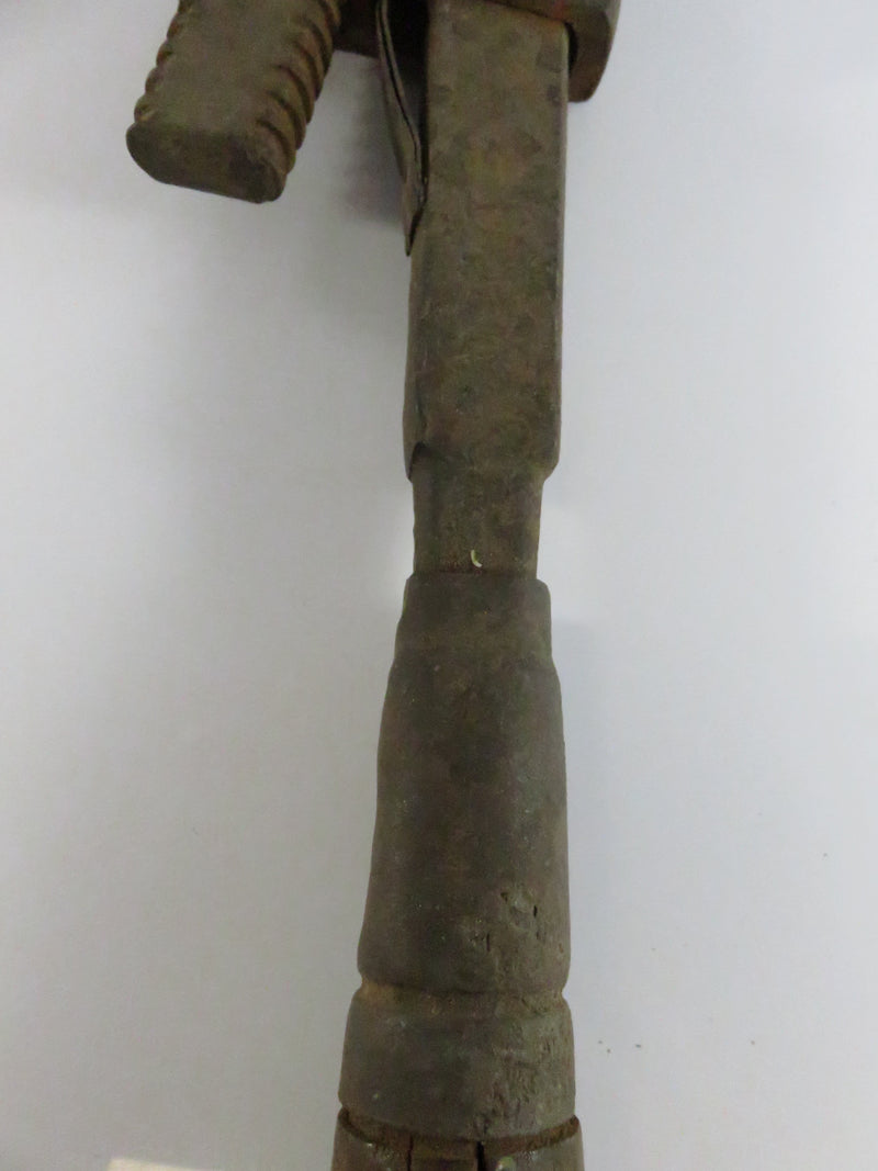 Vintage Adjustable Monkey Wrench with Wood Handle Early Mechanic Tool