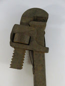 Vintage Adjustable Monkey Wrench with Wood Handle Early Mechanic Tool