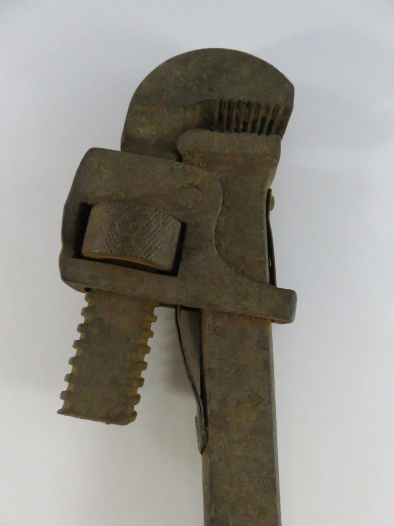 Vintage Adjustable Monkey Wrench with Wood Handle Early Mechanic Tool