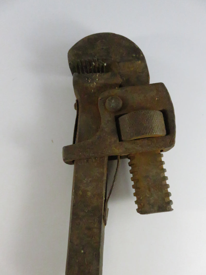 Vintage Adjustable Monkey Wrench with Wood Handle Early Mechanic Tool
