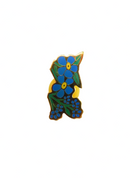 Forget Me Not Enamel Pinback Gold Gilt lapel Pin Hat Pinback — Gold, Enamel — front view