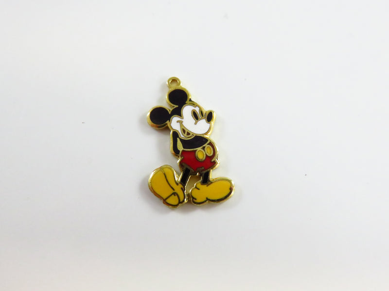 Pre-owned Enameled Mickey Mouse Charm Gilt Base Metal Missing O'Ring