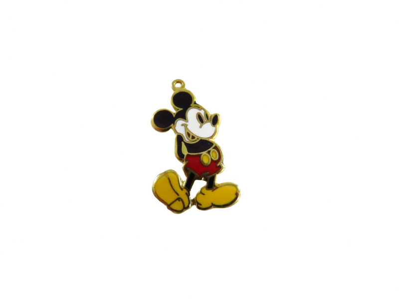 Pre-owned Enameled Mickey Mouse Charm Gilt Base Metal Missing O'Ring