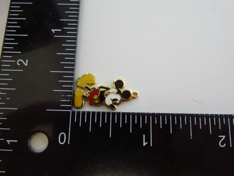 Pre-owned Enameled Mickey Mouse Charm Gilt Base Metal Missing O'Ring