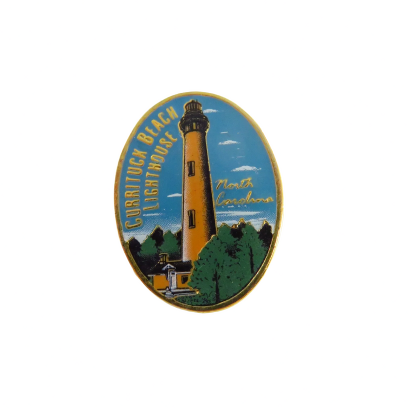 Currituck Beach Lighthouse North Carolina Travel Souvenir Hat or Lapel Pinback — front view