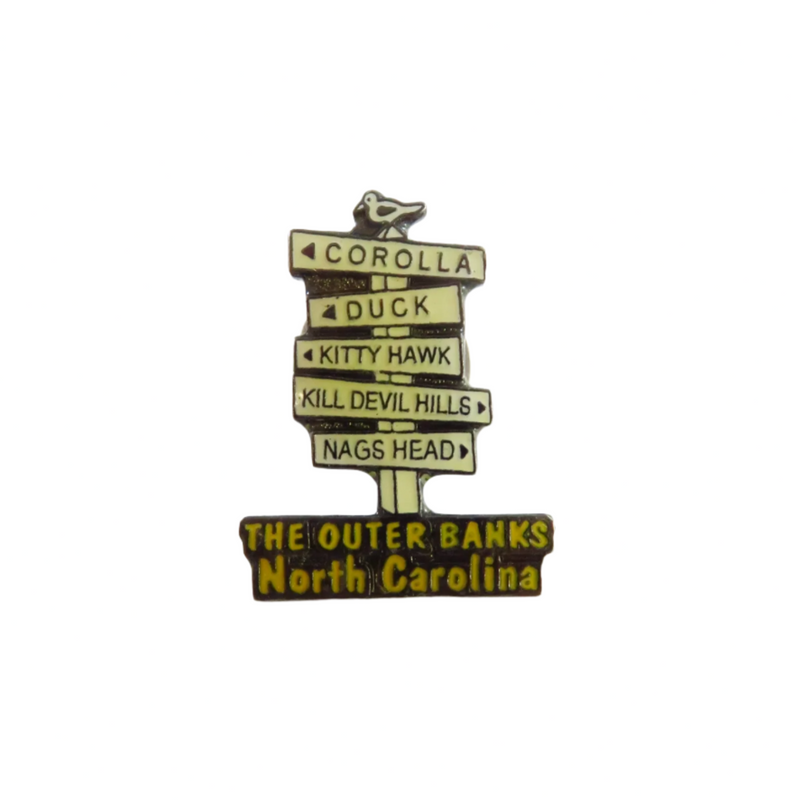 The Outer Banks NC Road Sign Travel Souvenir Lapel Hat Pinback