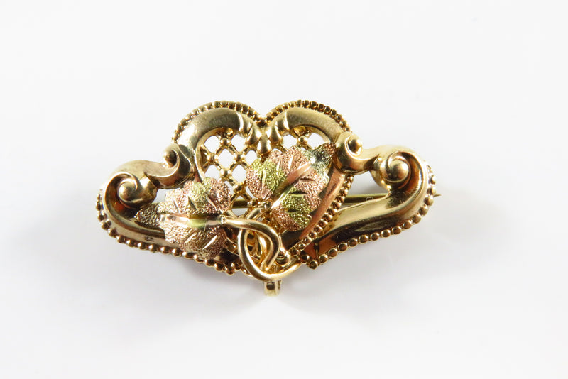Antique Pink Yellow Gold Filled Lepal Watch Brooch by Simmons RFS & Co
