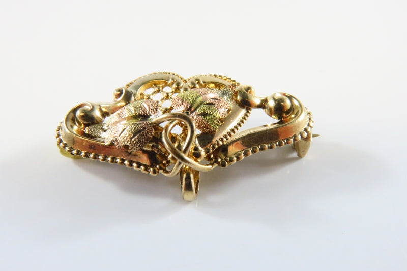 Antique Pink Yellow Gold Filled Lepal Watch Brooch by Simmons RFS & Co