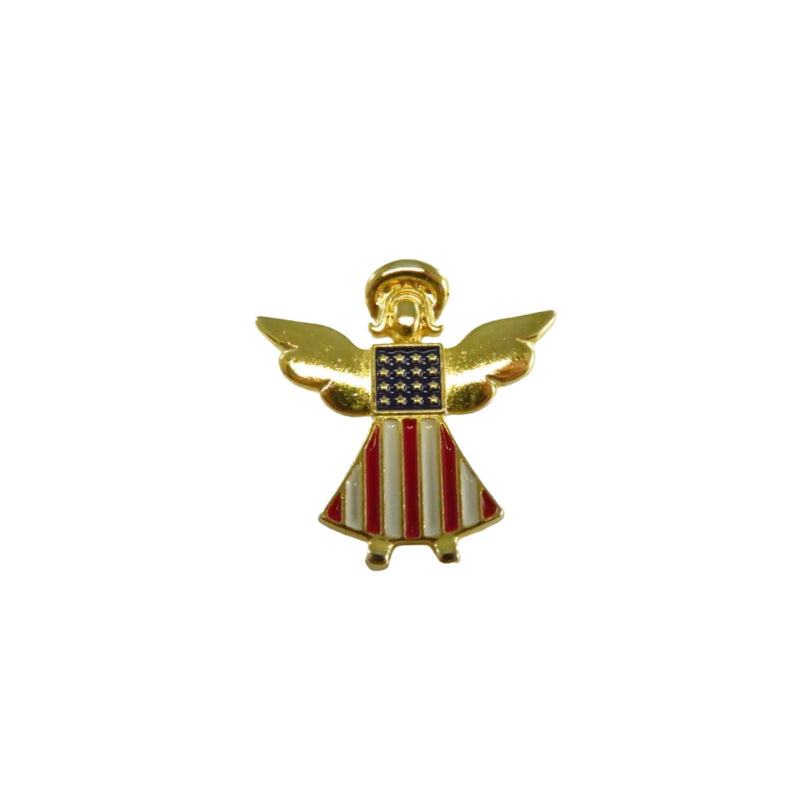 Patriotic Female Angel American Flag Lapel or Hat Pinback