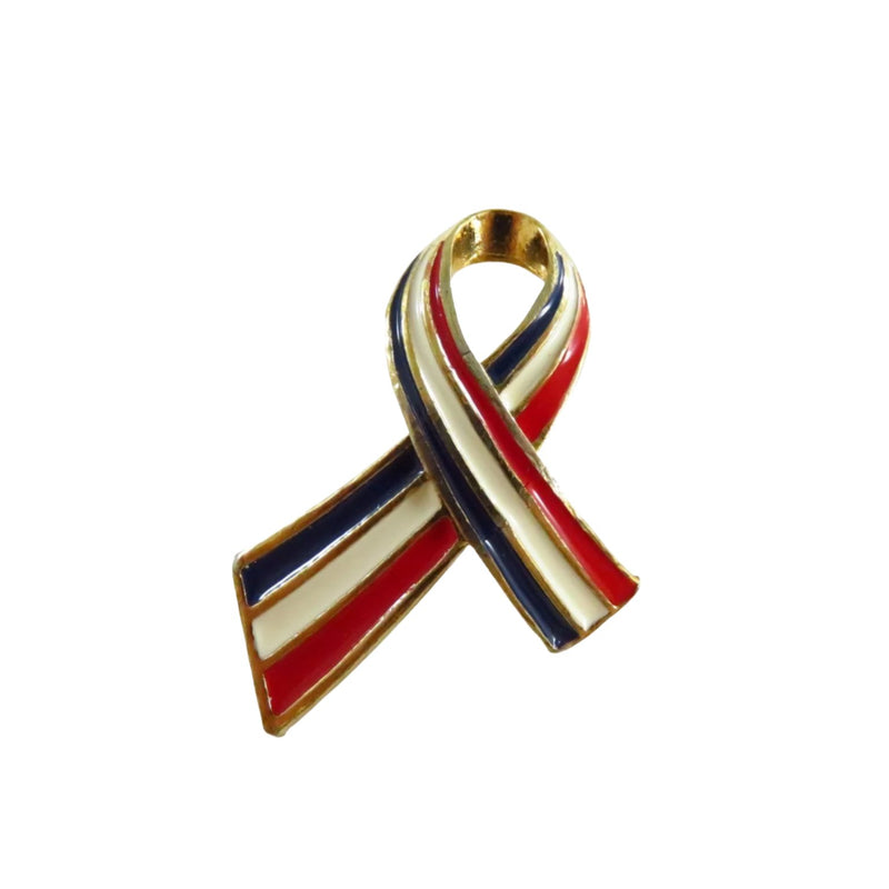 USA Patriotic Red White and Blue Ribbon Lapel Pinback 1 1/2" x 1"