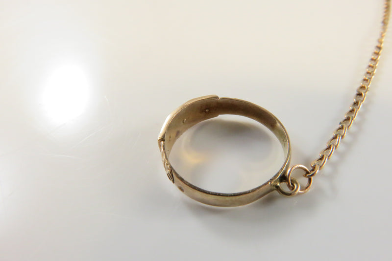 Rare c1900 Children's Slave Ring 4 1/2" Bracelet Sz 1/2 Ring Pearl Turquoise Sto