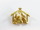 Vintage Manger Scene Gilded Metal Lapel Pinback 1 1/4" x 1 1/8"
