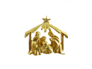 Vintage Manger Scene Gilded Metal Lapel Pinback 1 1/4" x 1 1/8"