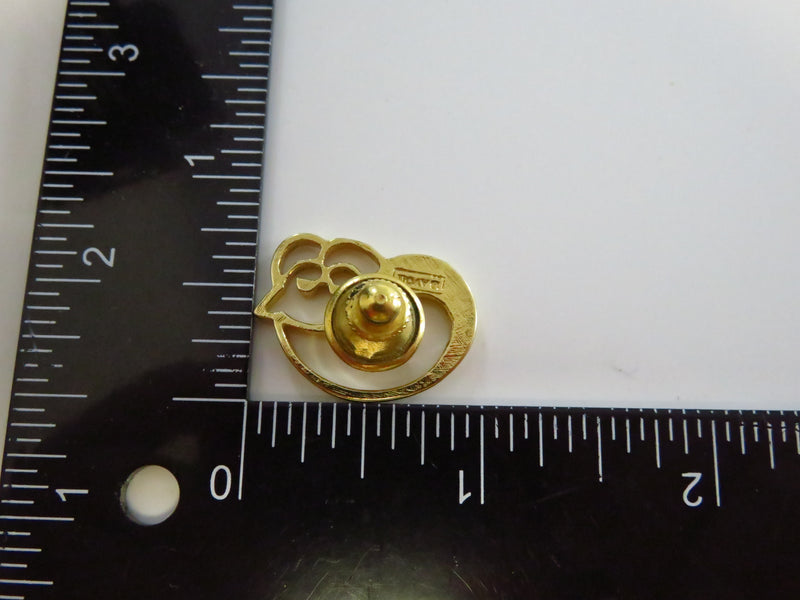 Vintage Curled Up Cat Lapel Scarf Pin Gilded Metal Avon 1" x 3/4"