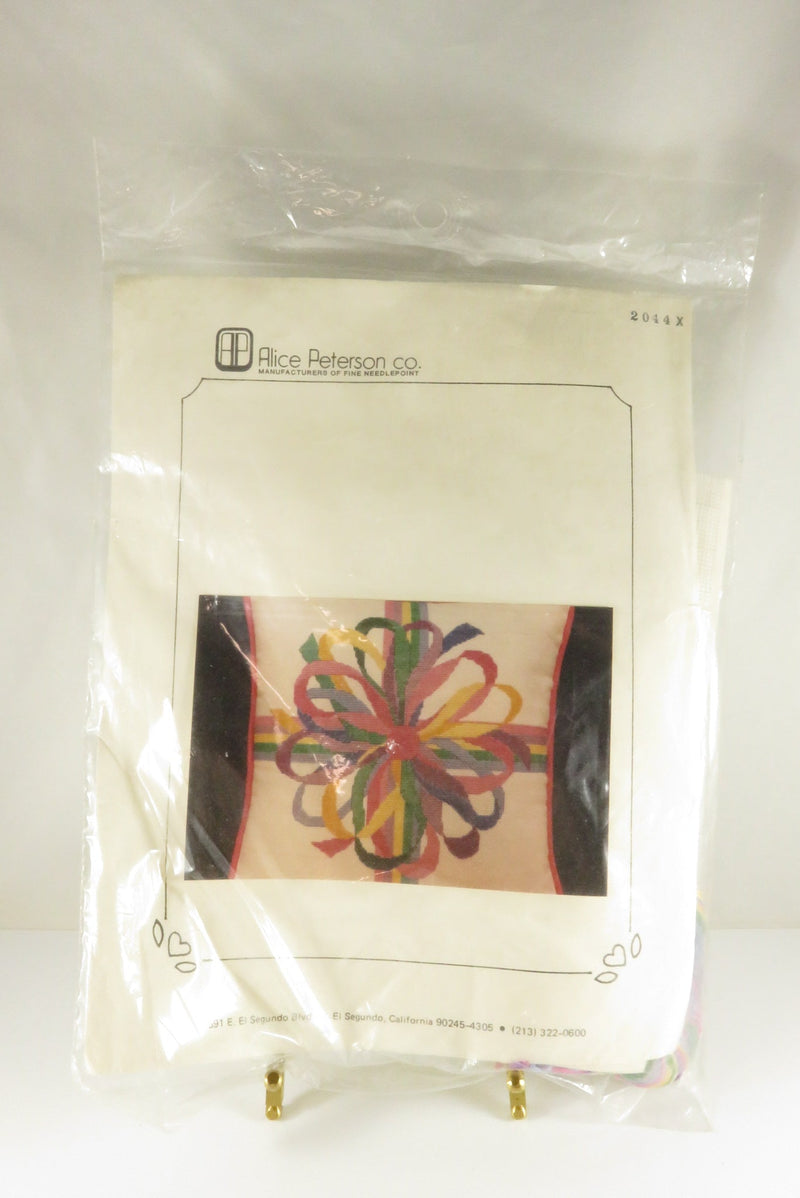 Alice Peterson Cross Stitch Kit Colorful Bow Pillow 2044X — front view