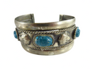 Vintage Egyptian Revival Scarab White Metal Cuff Bracelet 7 1/2" — Jewelry & Watches:Vintage & Antique Jewelry:Fine:Undated F