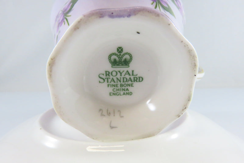 Royal Standard Fine Bone China 2612 Purple Violets Tea Cup & Saucer