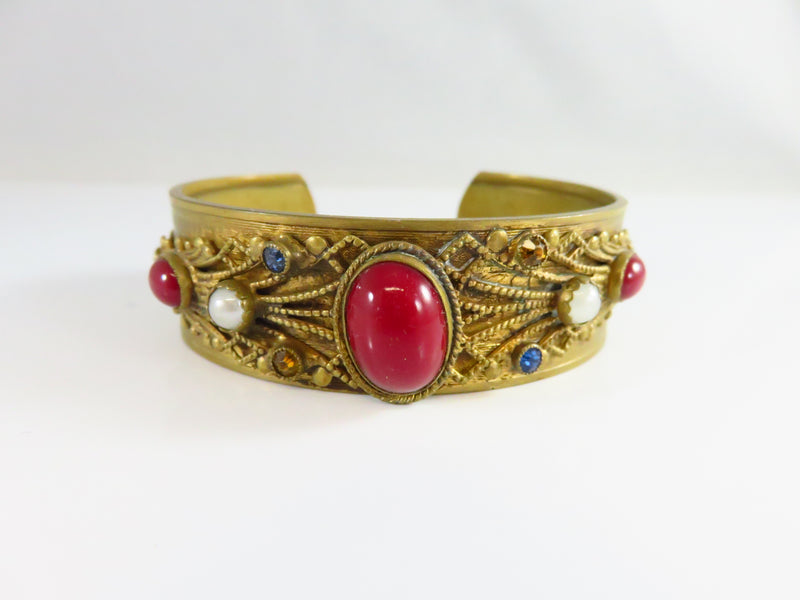 Vintage Czech Style Edwardian Themed High Quality Cuff Bracelet 6 3/4"