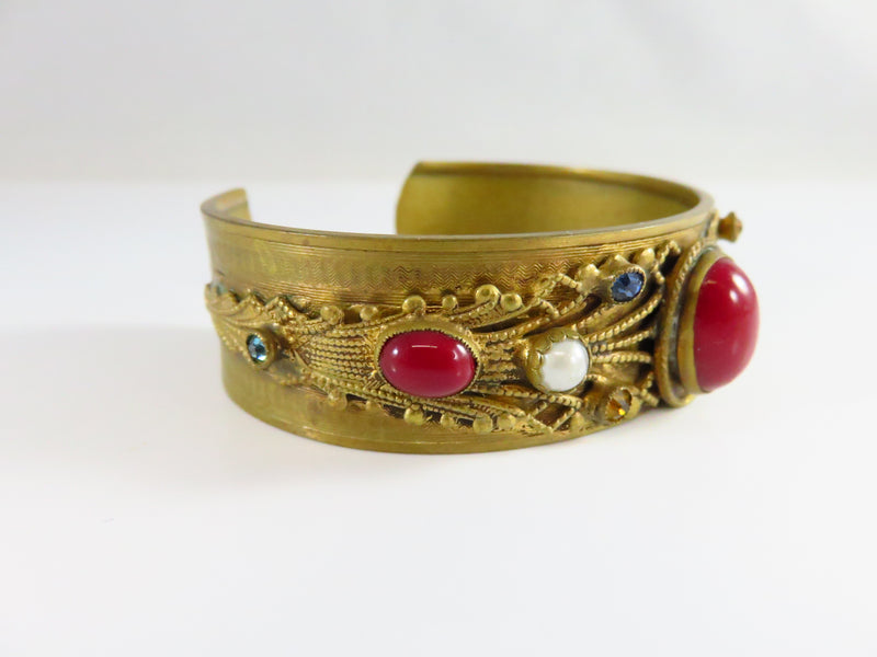 Vintage Czech Style Edwardian Themed High Quality Cuff Bracelet 6 3/4"