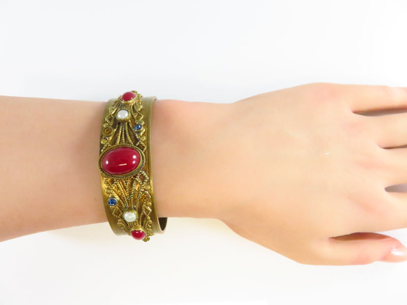 Vintage Czech Style Edwardian Themed High Quality Cuff Bracelet 6 3/4"