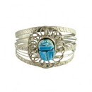 Pre-owned Egyptian Revival Solitaire Scarab White Metal Cuff Bracelet 7 1/4" — Jewelry & Watches:Vintage & Antique Jewelry:Fi