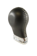 Nice Pre-Owned Dark Brown Leather Lopped Chrome Gear Shift Knob Unknown Make Mod — front view