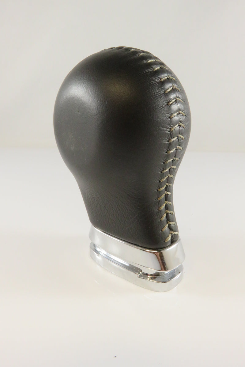 Nice Pre-Owned Dark Brown Leather Lopped Chrome Gear Shift Knob Unknown Make Mod